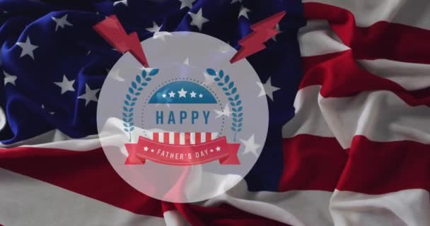 Animação Pais Felizes Texto Dia Mulher Americana Africana Com Bandeira — Vídeo de Stock