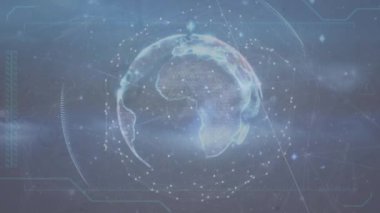 Siyah arkaplanda dünya üzerindeki simgelerle bağlantı ağının animasyonu. küresel bağlantılar, bilgisayar ve dijital arayüz konsepti dijital olarak oluşturulmuş video.