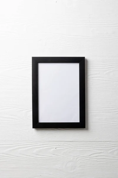 Vertical Black Empty Frame Copy Space White Wall Modèle Cadre — Photo