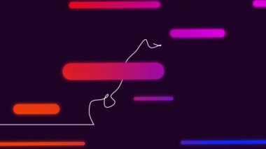 Siyah arka planda erkek koşucunun ve şekillerin çizimi. Küresel spor ve soyut arkaplan kavramı dijital olarak oluşturulmuş video.