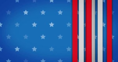 Amerika bayrağının animasyonu. Mavi, beyaz ve kırmızı çizgiler üzerinde beyaz yıldızlar. Amerika Birleşik Devletleri, vatanseverlik ve model konsepti dijital olarak oluşturulmuş video.