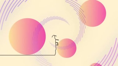 Erkek hentbolcunun bej arka planda top attığı ve şekillendiği animasyon. Küresel spor ve soyut arkaplan kavramı dijital olarak oluşturulmuş video.