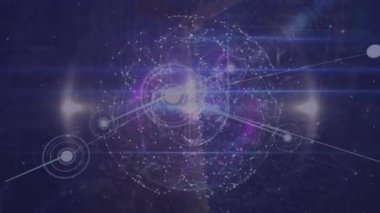 Siyah arkaplanda dünya üzerindeki simgelerle bağlantı ağının animasyonu. küresel bağlantılar, bilgisayar ve dijital arayüz konsepti dijital olarak oluşturulmuş video.
