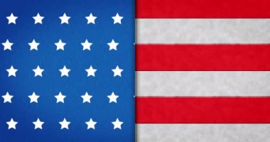 Amerika bayrağının animasyonu. Mavi, beyaz ve kırmızı çizgiler üzerinde beyaz yıldızlar. Amerika Birleşik Devletleri, vatanseverlik ve model konsepti dijital olarak oluşturulmuş video.