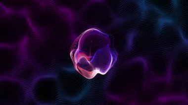 Siyah arkaplanda mor şekillerin animasyonu. Soyut arkaplan, şablon, renk ve hareket kavramı dijital olarak oluşturulmuş video.