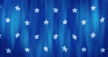 Lekesiz döngüde mavi arka planda titreşen beyaz yıldızların animasyonu. Amerika Birleşik Devletleri bayrağı, vatanseverlik ve model konsepti dijital olarak oluşturuldu.