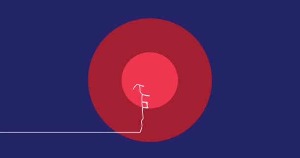 青い背景にボールと赤い斑点を投げる男性ハンドボールプレーヤーの描画のアニメーション グローバルスポーツと抽象的な背景概念デジタル生成されたビデオ — ストック動画
