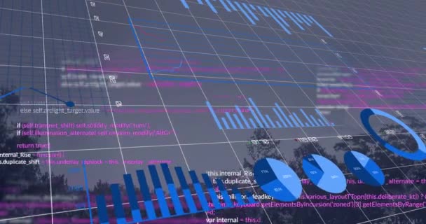 Animation Financial Data Processing Landscape Global Business Finances Computing Data — Stockvideo