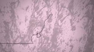 Pembe arka planda erkek koşucunun ve şekillerin çizimi. Küresel spor ve soyut arkaplan kavramı dijital olarak oluşturulmuş video.