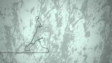 Yeşil arka planda erkek beyzbol oyuncularının ve şekillerin çizimi. Küresel spor ve soyut arkaplan kavramı dijital olarak oluşturulmuş video.