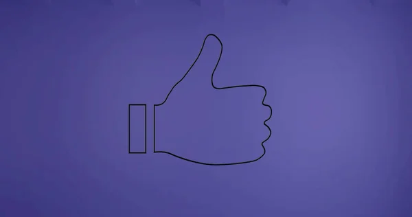 Состав Черных Пальцев Вверх Икона Фиолетовом Фоне Концепция Социальных Сетей — стоковое фото