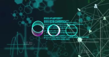 Tıbbi veri işleme karşı soyut yay şekli ve ikili kodlama animasyonu. Tıbbi araştırma ve bilim teknolojisi kavramı