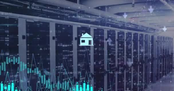 Animasjon Databehandling Datatjenere Global Business Finans Digitalt Grensesnitt Databehandlingskonsept Databehandlingskonsept – stockvideo