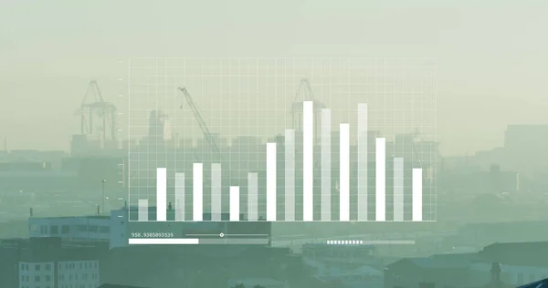 Bilde Behandling Finansielle Data Bylandskap Global Virksomhet Økonomi Databehandlings Databehandlingskonseptet – stockfoto
