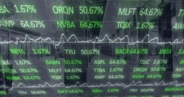 Boş koridora karşı borsa veri işleme animasyonu. Küresel ekonomi ve iş veri teknolojisi kavramı