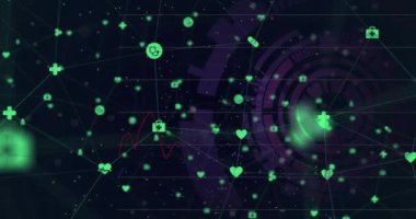 Kapsam taramasında finansal veri işleme animasyonu. Küresel iş, finans, hesaplama ve veri işleme kavramı dijital olarak oluşturulmuş video.