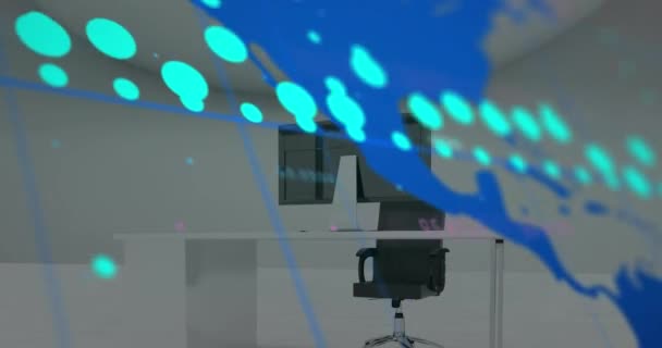Animation Graphiques Changement Chiffres Carte Sur Chaise Inoccupée Bureau Sur — Video