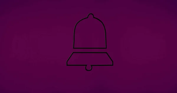 Composition of bell icon on purple background. Social media and digital interface concept digitally generated image.