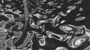 Gri sıvı desenli arka planda DNA iplikçiklerinin animasyonu. Araştırma, genetik, bilim, renk ve şablon konsepti dijital olarak oluşturulmuş video.