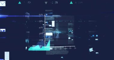 Veri işleme ve siyah zemin üzerindeki ışık izlerinin animasyonu. Küresel teknoloji, bilgisayar ve dijital arayüz kavramı dijital olarak oluşturulmuş video.