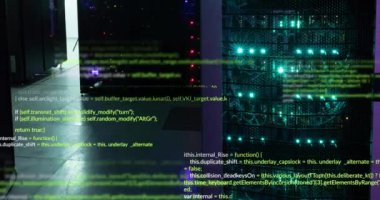 Animation of data processing over computer servers. Global business, finances, computing and data processing concept digitally generated video.