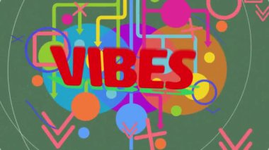 Özet şekiller üzerinde titreşimlerin canlandırılması. Küresel video oyunu, iletişim, bağlantılar, hesaplama ve veri işleme kavramı dijital olarak oluşturuldu.