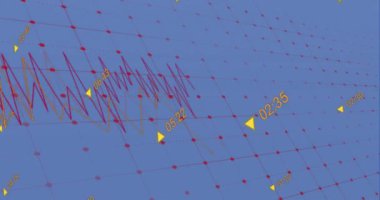 Mavi zemin üzerinde değişen sayılar olan birden fazla grafik ve okun animasyonu. Dijital olarak üretilen hologram, illüstrasyon, rapor, iş dünyası, büyüme, yön ve teknoloji kavramı.