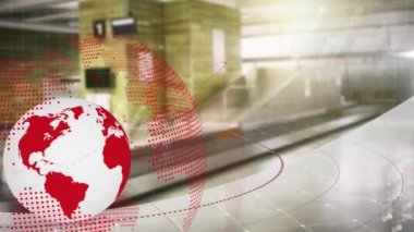 Dünya 'nın animasyonu ve veri işleme ile bağlantıları. Küresel iş, finans, hesaplama ve veri işleme kavramı dijital olarak oluşturulmuş video.