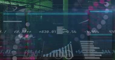 Finansal verilerin nasıl işlendiğini ve sayıların zamanla nasıl değiştiğini. Global, covid salgın konsepti dijital olarak oluşturulan video konsepti sırasında kripto para birimini ve işi finanse eder.