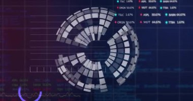 Animation of scope scanning and data processing over grid. Global business, finances, computing and data processing concept digitally generated video.