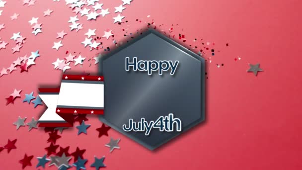 7月4日独立日的动画文本覆盖了美国的星空 美国独立日 传统和数字视频庆祝理念 — 图库视频影像