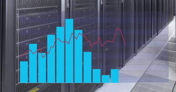 Animation Graphs Server Racks Server Room Digital Composite Multiple Exposure — Stock Video