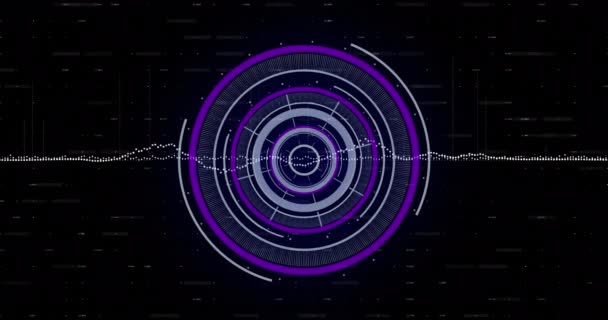 Обработка Данных Фиолетовый Значок Загрузки Данных Черном Фоне Коммуникации Технологии — стоковое видео