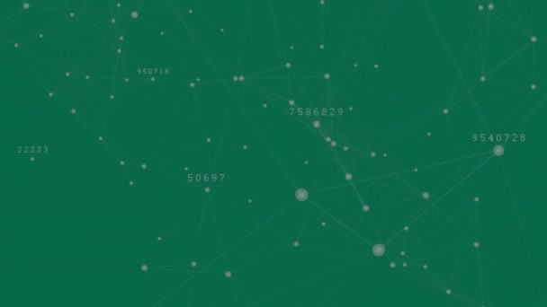 Анімація Точок Пов Язаних Лініями Над Зміною Чисел Зеленому Тлі — стокове відео