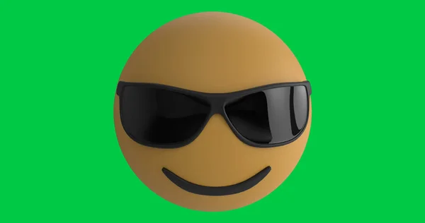 Composição Ícone Emoji Com Óculos Sol Sobre Fundo Verde Conceito — Fotografia de Stock