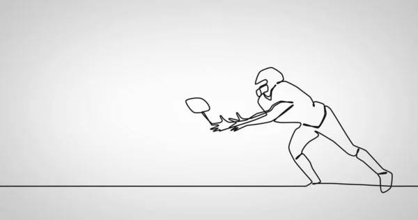 Composición Línea Dibujo Con Hombre Jugando Fútbol Americano Sobre Fondo —  Fotos de Stock