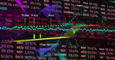 Animation of financial data processing over connections. Global business, finances, computing and data processing concept digitally generated video.