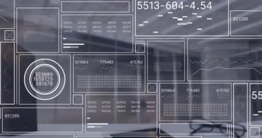 Şeffaf bir arkaplanda veri işleme dijital animasyonu. Küresel ağlar veri işleme ve dijital arayüz konseptini dijital olarak oluşturulmuş video bağlantıları.