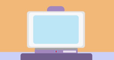 Turuncu arkaplanda kopya alanı olan tablet kompozisyonu. Teknoloji, iletişim ve dijital arayüz kavramı dijital olarak oluşturuldu.