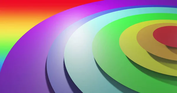 Image of colourful circles over rainbow background. Pride month, celebration and colours, digitally generated image.