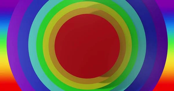 虹の背景にカラフルな円のイメージ プライドの月 お祝いと色 デジタル生成された画像 — ストック写真