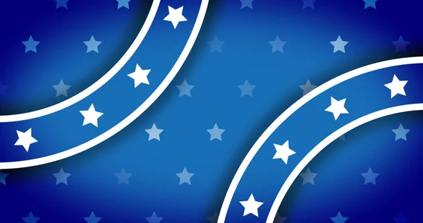 Composition of white stars and lines on blue background. Usa, patriotism and background concept digitally generated image.