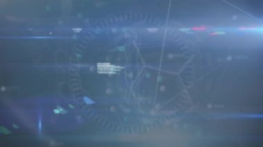 Dijital insan üzerinde DNA ipliği olan veri işleme animasyonu. Küresel bilim ve dijital arayüz kavramı dijital olarak oluşturulmuş video.