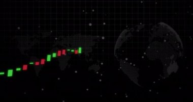 Dünya üzerinde veri işleme animasyonu. küresel iş ve dijital arayüz kavramı dijital olarak oluşturulmuş video.