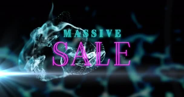 Animation Massive Sale Text Shapes Moving Social Media Digital Interface — Stock Video