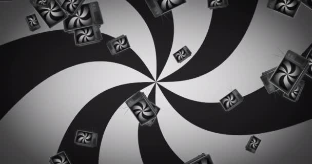 Animace Spirály Černobílých Čar Přes Spirály Pádu Abstraktní Koncept Pozadí — Stock video