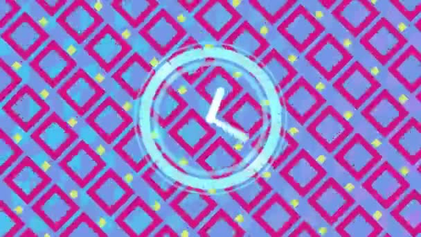 Animation Uret Tikker Mønstret Baggrund Tid Mønster Farve Bevægelseskoncept Digitalt – Stock-video