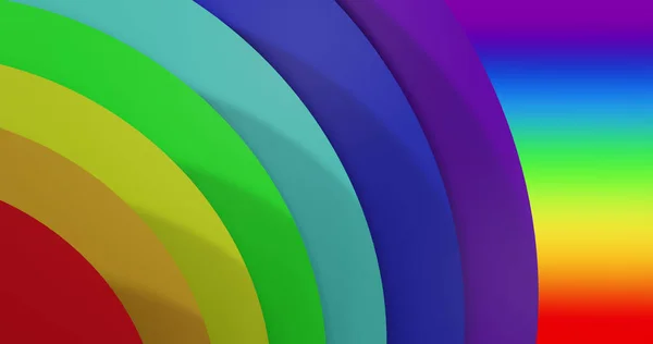 Image of colourful circles over rainbow background. Pride month, celebration and colours, digitally generated image.