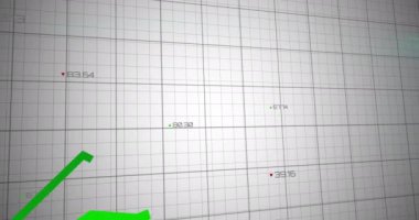 Yeşil çizgilerin animasyonu, şebeke üzerinde finansal veri işleme. Küresel iş, finans, hesaplama ve veri işleme kavramı dijital olarak oluşturulmuş video.