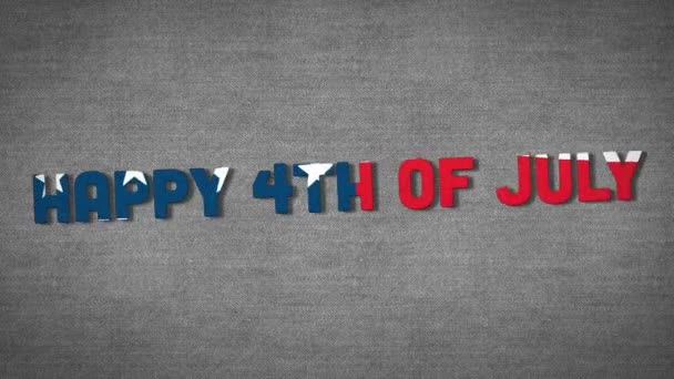 Samenstelling Van Gelukkige Juli Tekst Grijze Achtergrond Patriottisme Onafhankelijkheid Feestconcept — Stockvideo